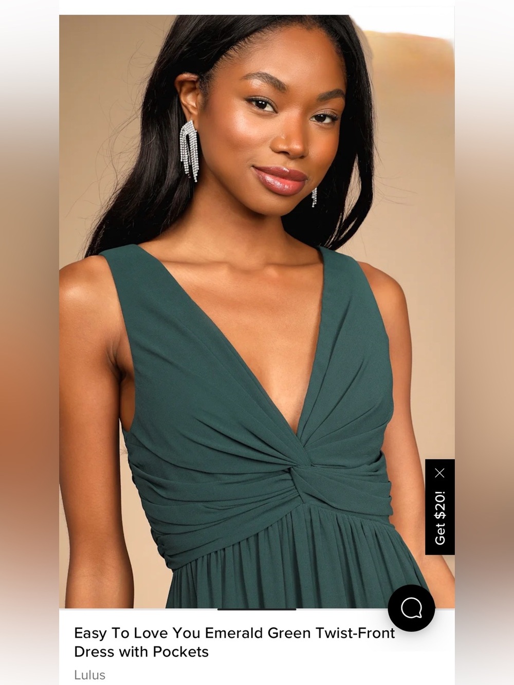 Lulu's Deep Emerald Twist-Front Maxi Dress - Picture 3 of 6